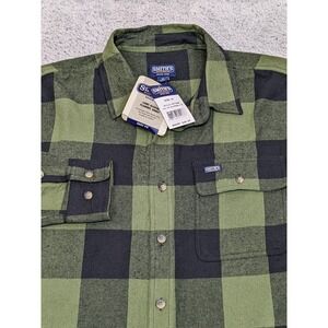 Smith's Workwear Black/Olive Long Sleeve Buffalo Plaid Flannel Shirt Medium NWT